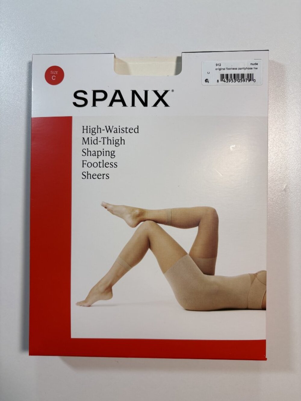 NWT NIP SPANX High Waisted Footless Sheers Nude Size C Mid Thigh Shapewear